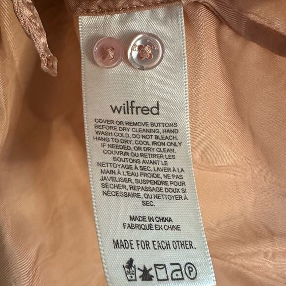 Wilfred Aritzia Orange Silky Front Tie Crop Blouse Top Small Minimalist Cupro - Picture 7 of 8